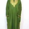 Olive Green Raffal Wool Pheran with Sozni and Paper Machie Work