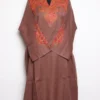 Kashmiri Brown Raffal Wool Pheran with Hand Sozni Work Mirza
