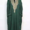 Loose Green Budgam Pheran in Raffal Wool with Hand Sozni Work