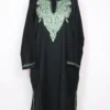 Kashmiri Raffal Wool Black Pheran with Hand Aari Work Shireen