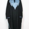 Black Kashmiri Raffal Wool Pheran with Nuzra Hand Aari Work