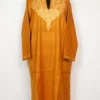 Kashmiri Light Brown Raffal Wool Pheran with Hand Aari Embroidery Sobia