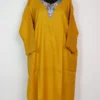 Raffal Wool Kashmiri Mustard Pheran with Sozni Work Ruhi