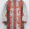 Grey Short Women Kashmiri Silk Coat/Jacket With Front Aari Embroidery