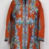 Grey Short Women Kashmiri Rust Coat With Front Aari Embroidery Nayab