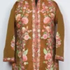 Rehanah Short Brown Women Kashmiri Coat With Front Aari Embroidery