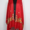 Red Silk Pashmina Zohra Stole With Aari Embroidery