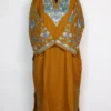 Kashmiri Shifa traditional Mustard dress Cashmilon Wool Sleeve Jaal Aari Work