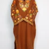 Brown Pheran Kashmiri Cashmilon Wool Shifa Sleeve Jaal Aari Work