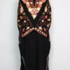 Shifa Black Pheran Kashmiri Cashmilon Wool Sleeve Jaal Aari Work