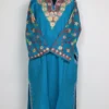 Sky Blue Raffal Wool Pheran with Sleeve Jaal Aari Work Nisha
