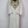 Huda Kashmir Pheran White Cashmilon Wool Aari Embroidery