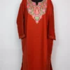 Aari Embroidered Rustic Orange Pheran in Cashmilon Wool Zara