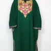 Aari Work Deep Green Inaya Pheran in Cashmilon Wool