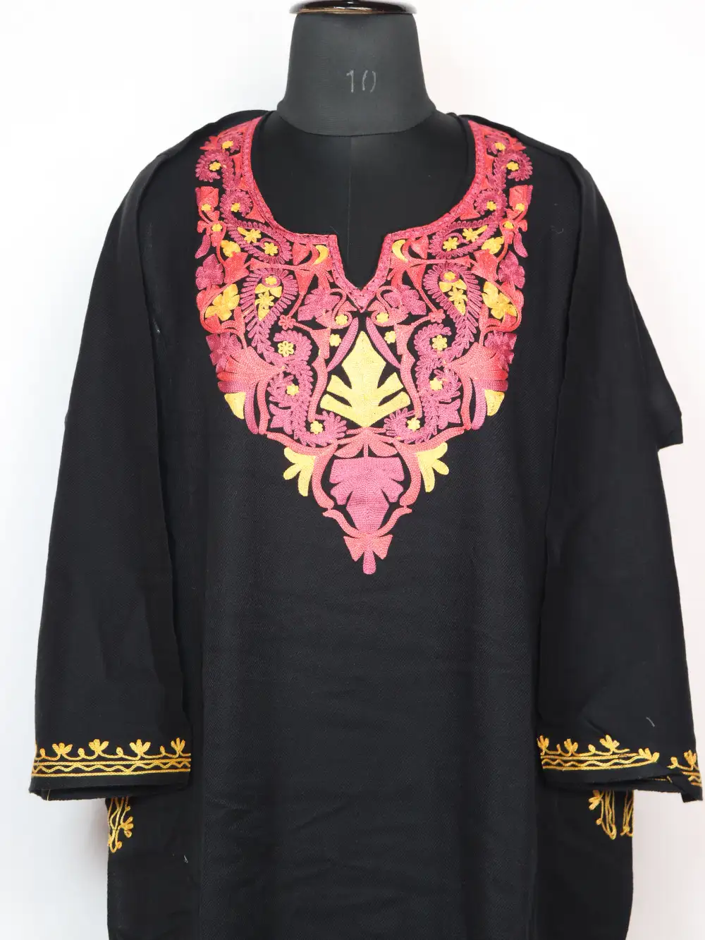 Aari Embroidered Zoya Black Pheran in Cashmilon Wool - Image 2
