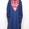 Royal Blue Aari Embroidered Javeria Pheran in Cashmilon Wool