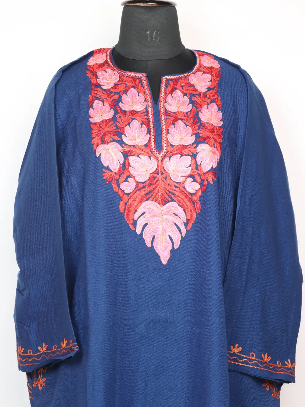 Royal Blue Aari Embroidered Javeria Pheran in Cashmilon Wool - Image 2