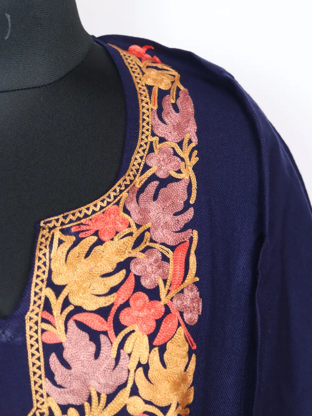 Cashmilon Wool Dark Green Pheran with Aari Embroidery Farahnaz - Image 3