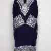 Navy Blue Raffal Wool Heavy Daman and Sleeve Aari Work Pheran Amara