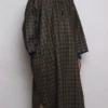 Brown Stylish Kashmiri Check Pheran Tweed Wool Sajjad