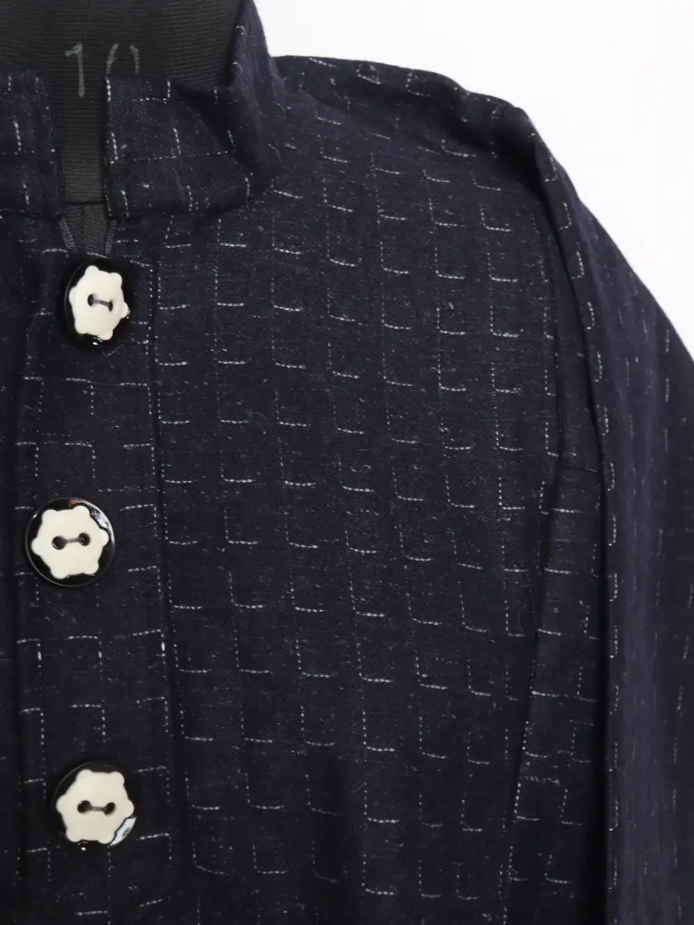 Kashmiri Tariq Navy Blue Check Pheran in Tweed Wool for Boys - Image 3