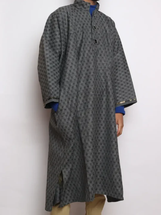 Kashmiri Grey Lakeer Pheran Rehan Tweed Wool