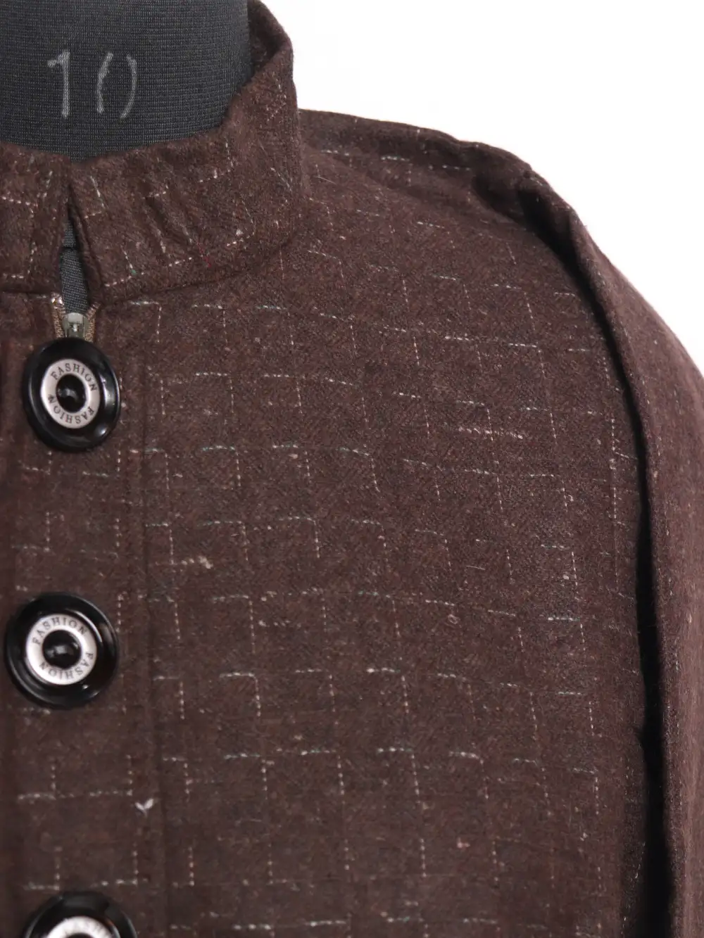 Kashmiri Imran Boys Check Pheran in Dark Brown Tweed Wool - Image 3