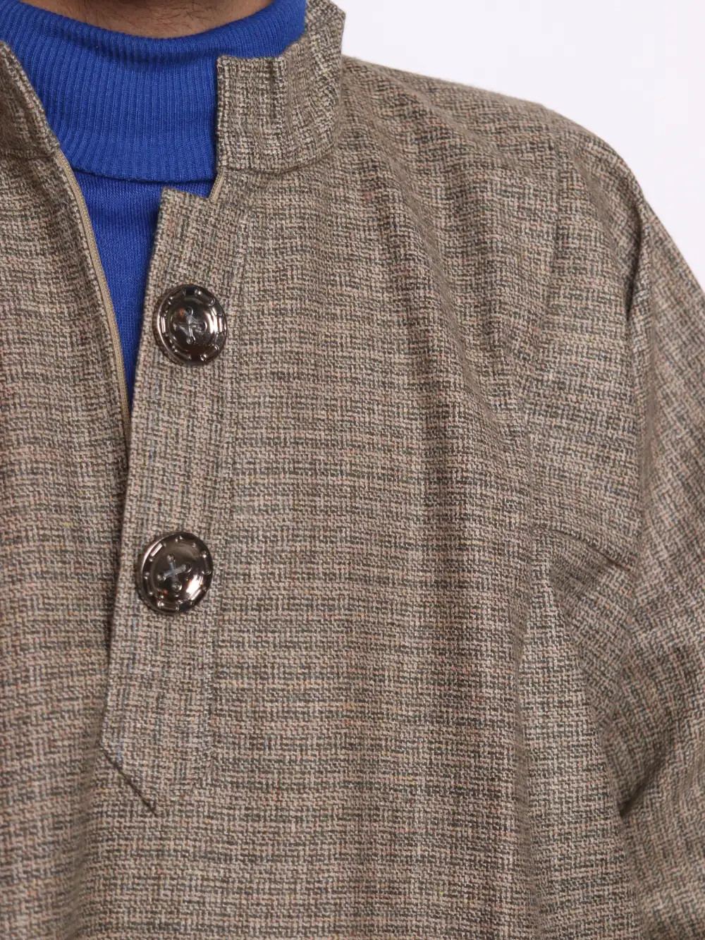 Asad Kashmiri Brown Lakeer Pheran in Tweed Wool - Image 3