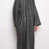 Kashmiri Zafren Dark Grey Lakeer Pheran in Tweed Wool