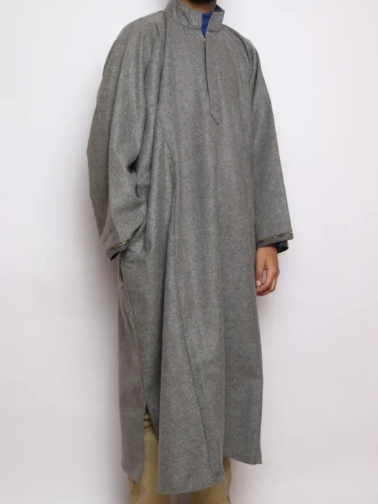 Kashmiri Grey Kamran Lakeer Pheran in Tweed Wool