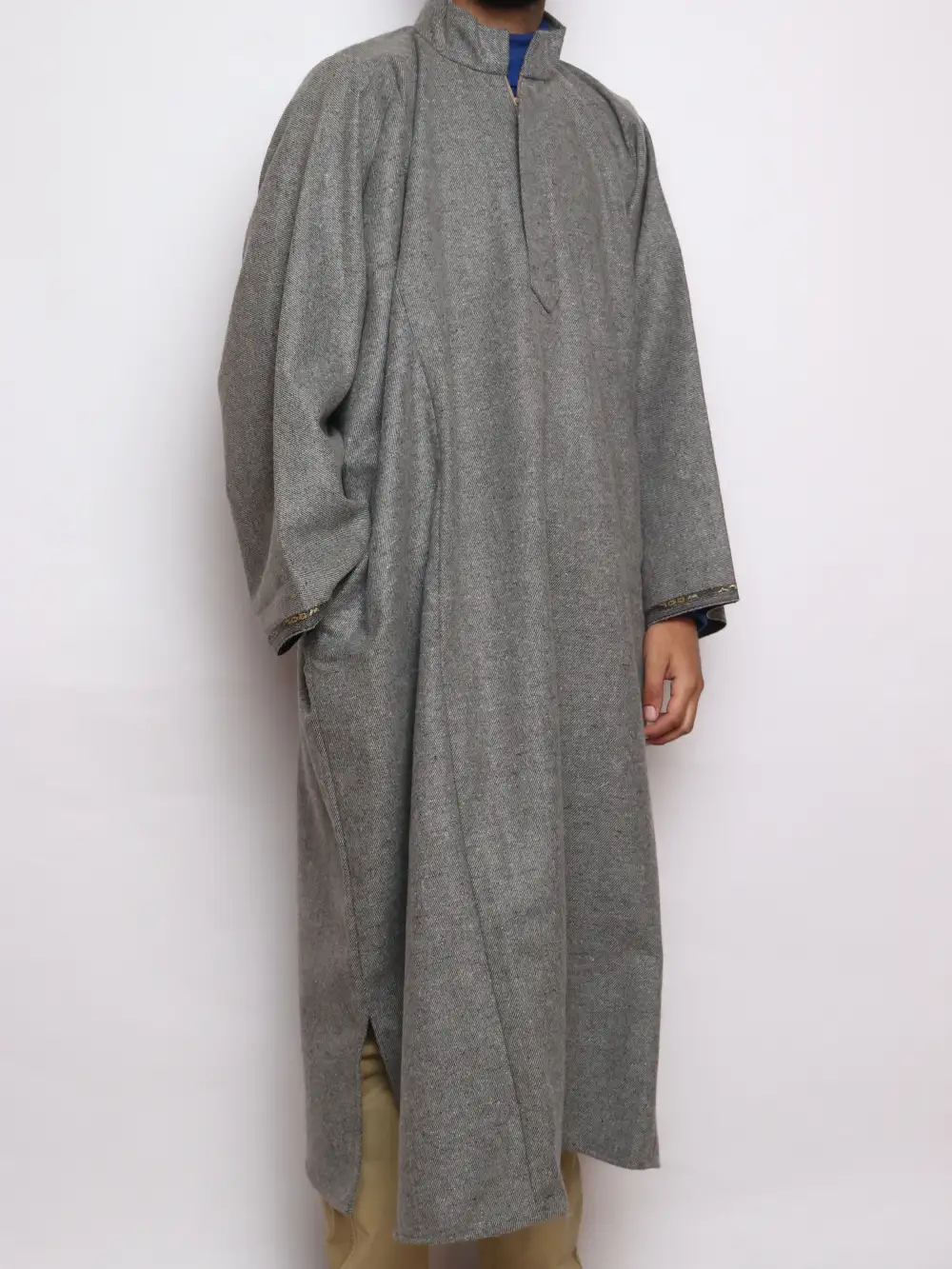 Kashmiri Grey Kamran Lakeer Pheran in Tweed Wool