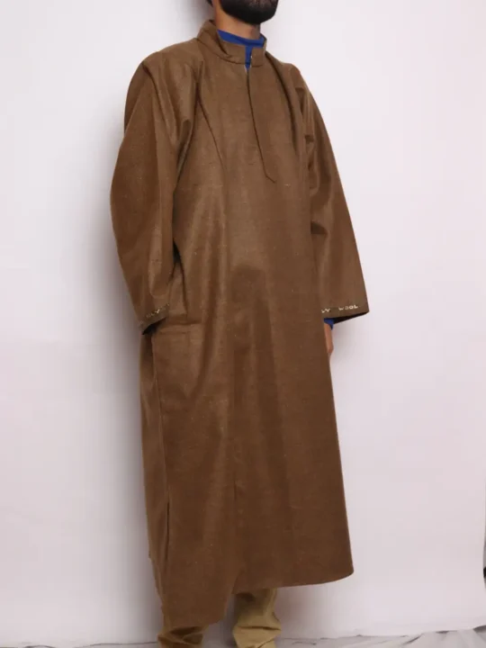 Kashmiri Brown Kamran Lakeer Pheran in Tweed Wool