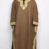 Jamila Aari Work Light Brown Kashmiri Loose Pheran in Tweed