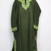 Aari Work Jamila Green Kashmiri Loose Pheran in Tweed
