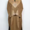 Beige Loose Pheran Tweed Aharbal Kashmiri in Sleeve Botte Tilla