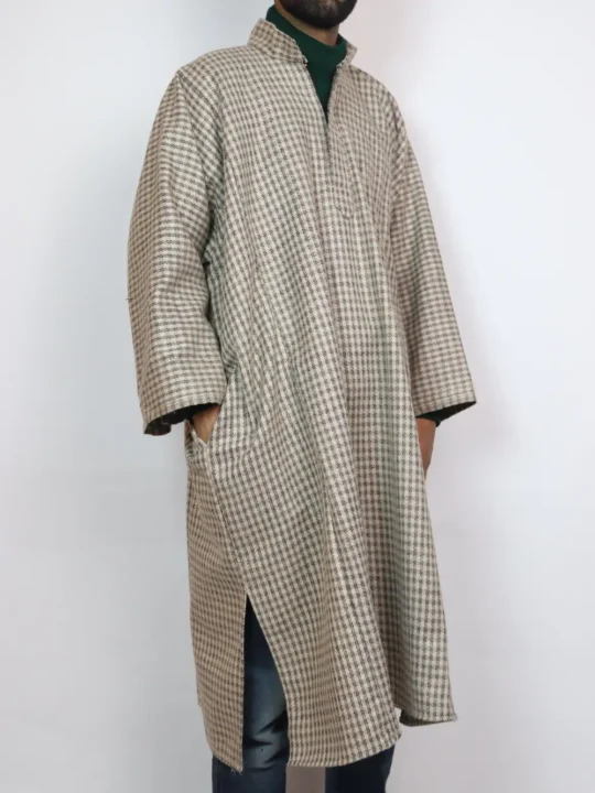Qadir Kashmiri Light Brown Pheran in Tweed Wool