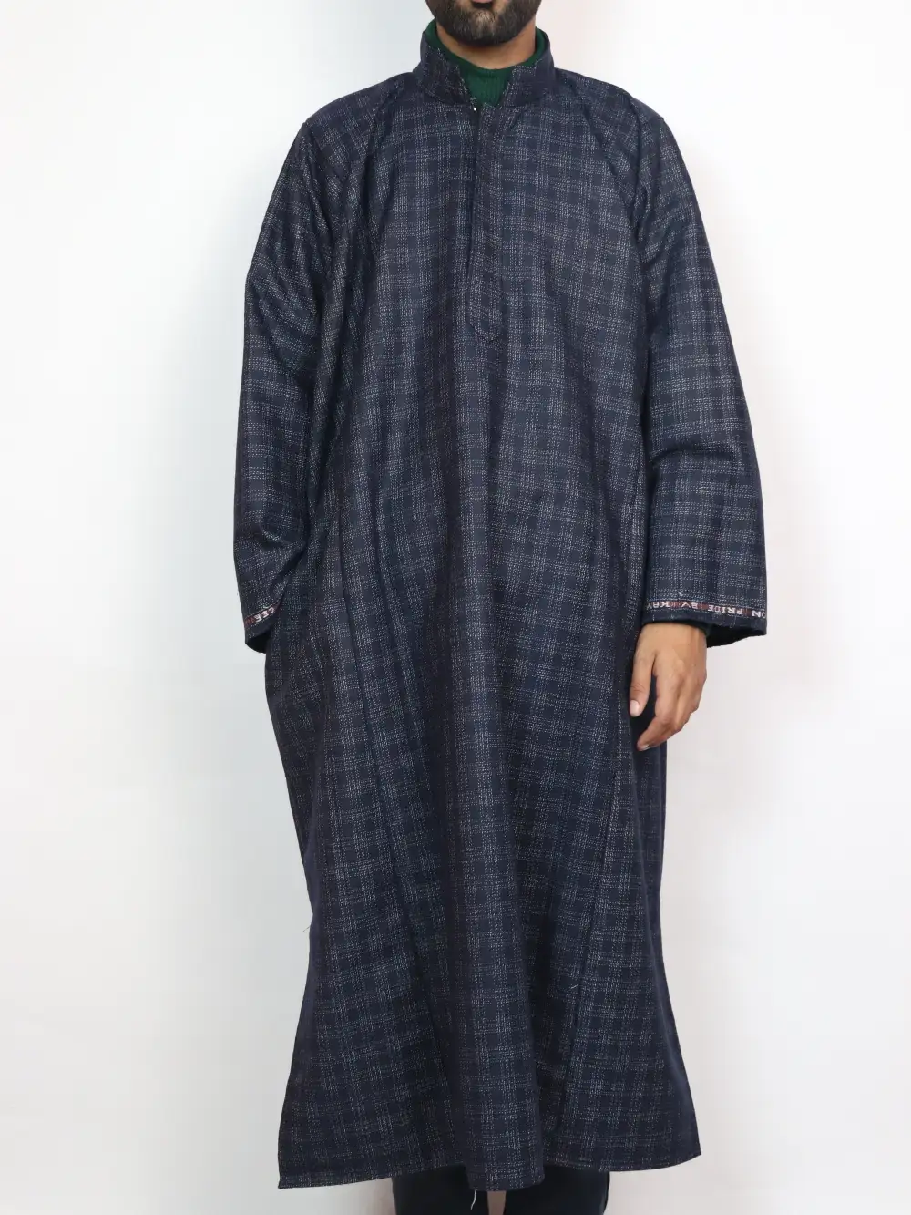 Kashmiri Navy Blue Pheran in Tweed Wool Kamal