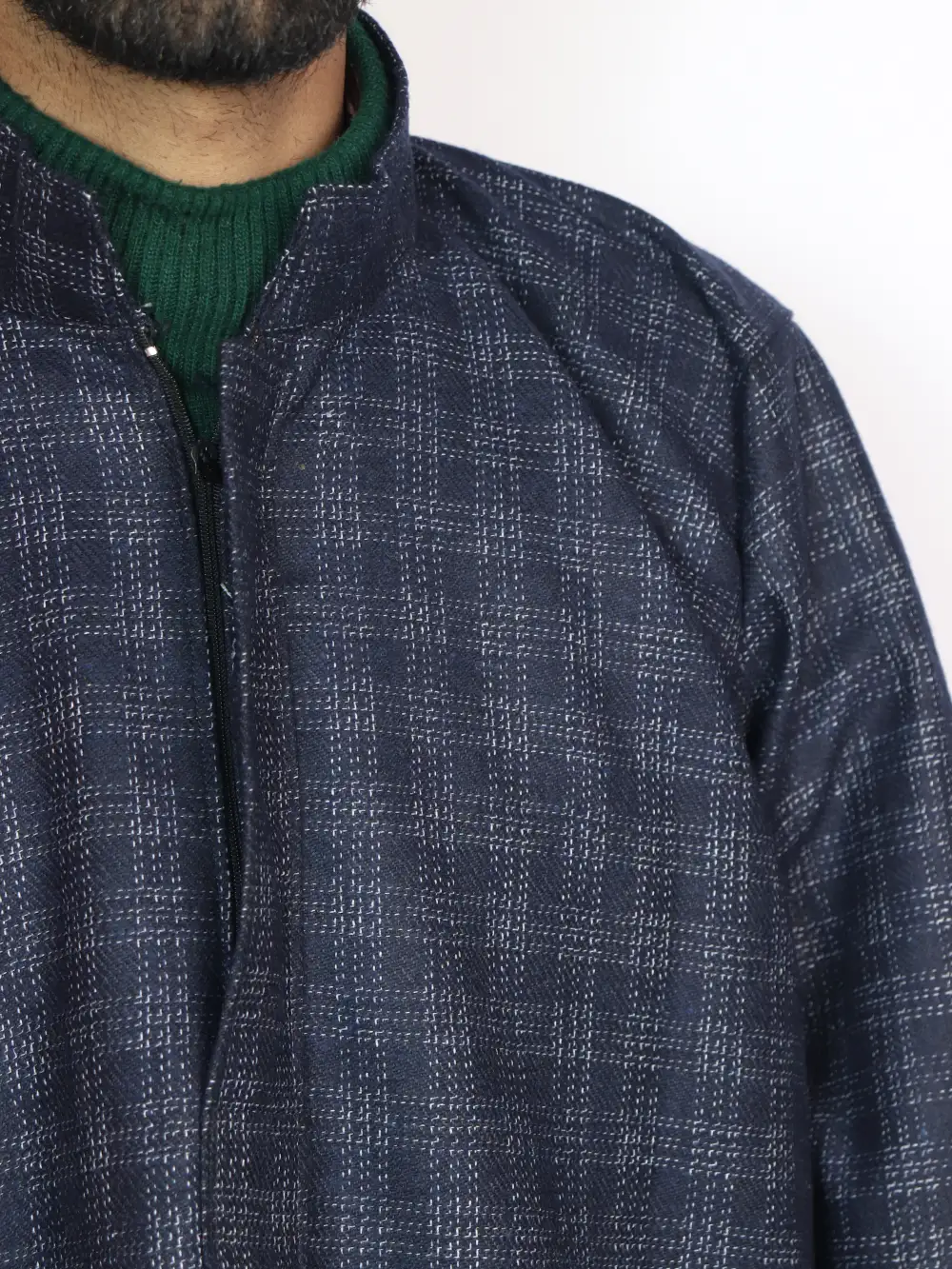 Kashmiri Indigo Blue Pheran in Tweed Wool Jamaal - Image 3