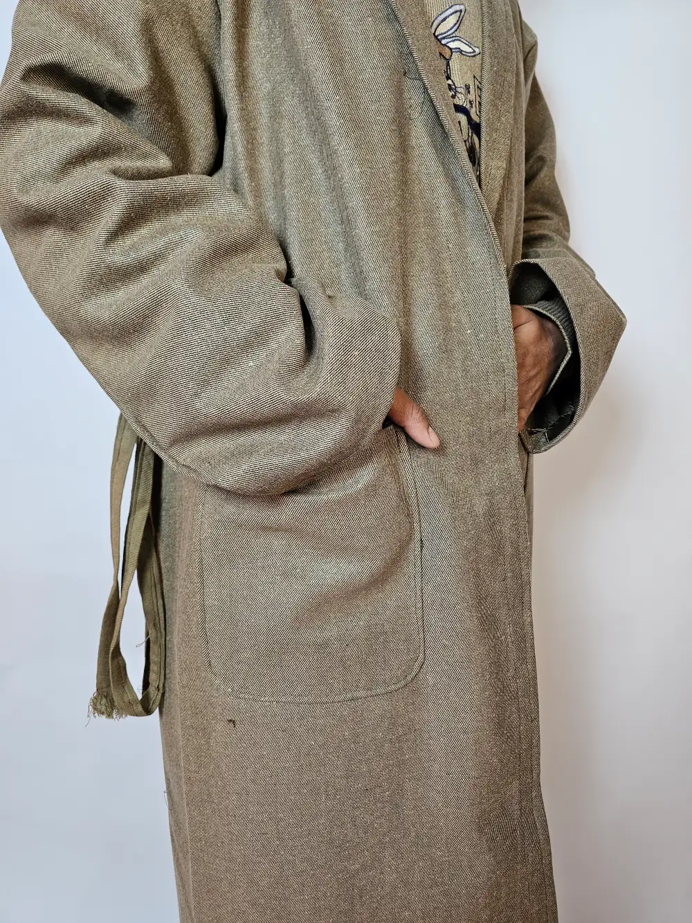 Kashmiri Plain Men Tweed Light Brown Gown | Bathrobe for Winter - Image 2