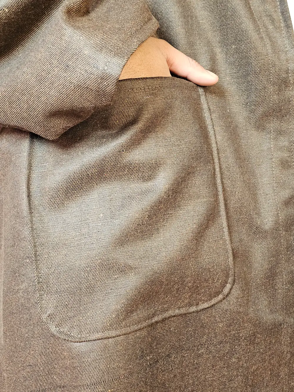 Dark Brown Plain Men Tweed Kashmiri Gown | Bathrobe for Winter - Image 3