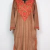 Emaan Brown Pheran in Velvet with Aari Embroidery