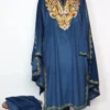 3pc Royal Blue Pheran Set in Velvet with Aari Embroidery Ridah