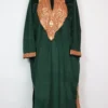 Dark Green Kashmiri Samina Velvet Pheran in Botte Tilla Work