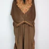 Brown Loose Pheran in Velvet Hayat with Aari Embroidery