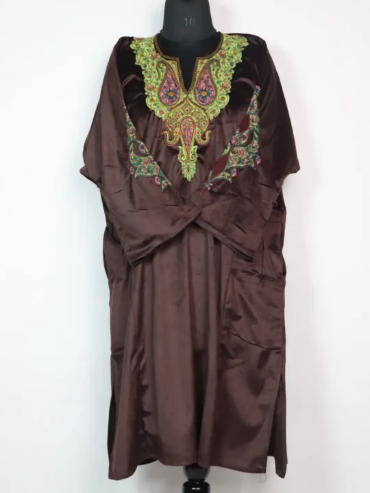 Inayat Chocolate Brown Pheran in Velvet