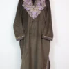 Brown Loose Zohra Pheran in Velvet with Aari Embroidery