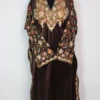 Lubna Chocolate Brown Velvet Loose Pheran with Zari Aari Sleeve Work