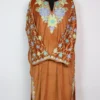 Light Brown Velvet Loose Naila Pheran with Zari Aari Sleeve Work