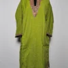 Cashmilon Wool Green Pheran with Zari Tilla Embroidery Afsana