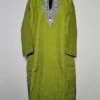 Lime Green Cashmilon Wool Pheran with Zari Tilla Nailah Embroidery